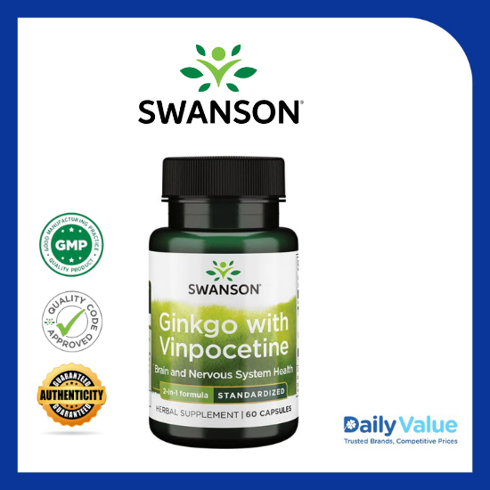 Swanson Ginkgo Biloba With Vinpocetine 60 Capsules Jan 2023 Expiry