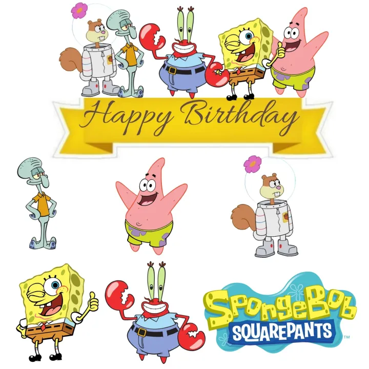 TOPPER KUE KARAKTER SPONGEBOB TOPPER HIASAN KUE ULANG TAHUN