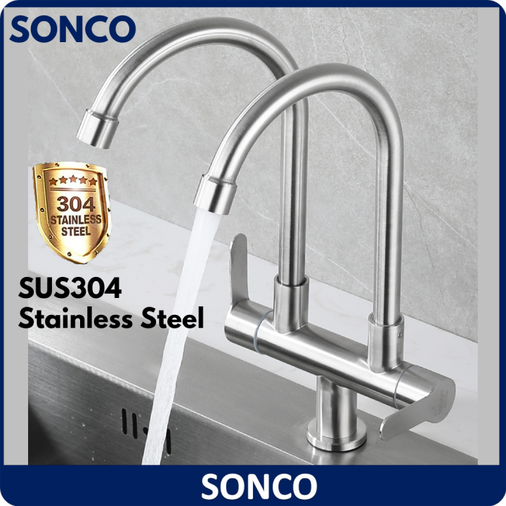 Sonco Sus Stainless Steel Kitchen Faucet Flexible Swivel