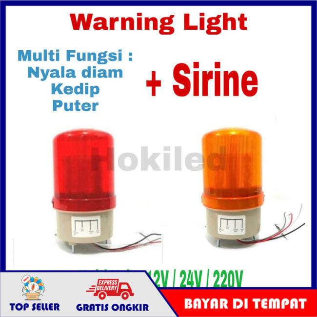 Lampu Warning Light Rotary Sirine LED 4 Inch Multivolt MultiFungsi