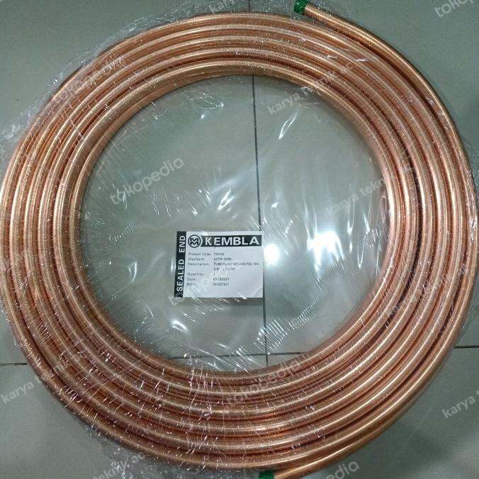 PIPA TEMBAGA 5 8 KEMBLA ASTM B280 ROLL PANJANG 15 METER TEBAL 0 17 MM