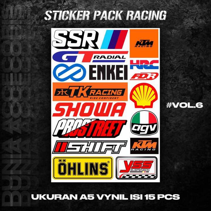 STICKER PACK SPONSOR RACING STIKER PACK VINYL VOL 6 ISI 15 PCS Lazada