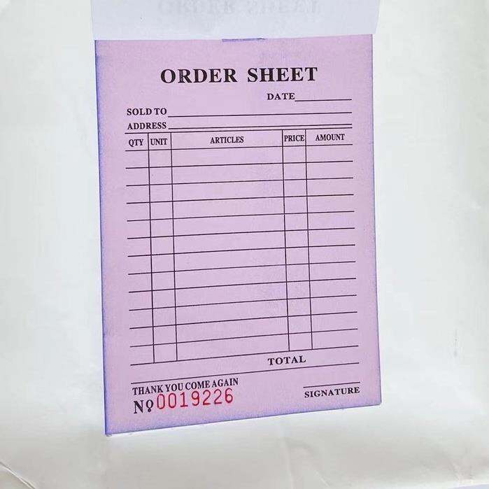 New Original ORDER SHEET Receipt Small Size List 9x13cm Duplicate And