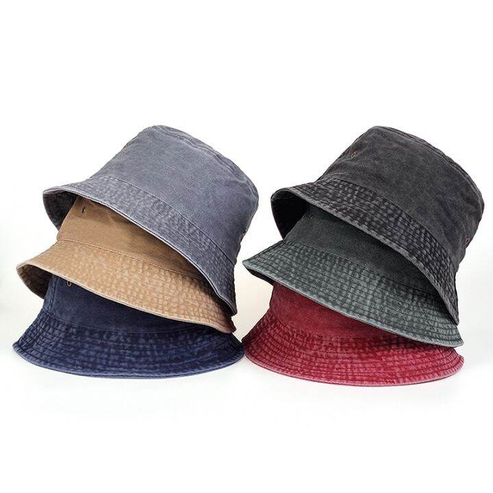 New Foldable Fisherman Hat Washed Denim Bucket Hats Unisex Fashion Bob