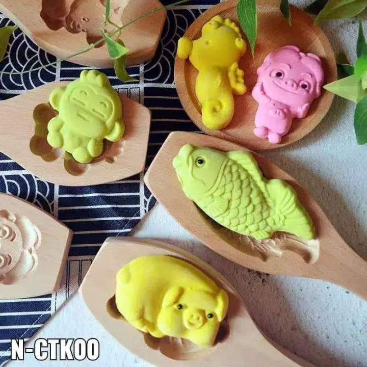 Cetakan Kayu Ikan Stempel Kue Bulan Tapake Cookies Mooncake Import