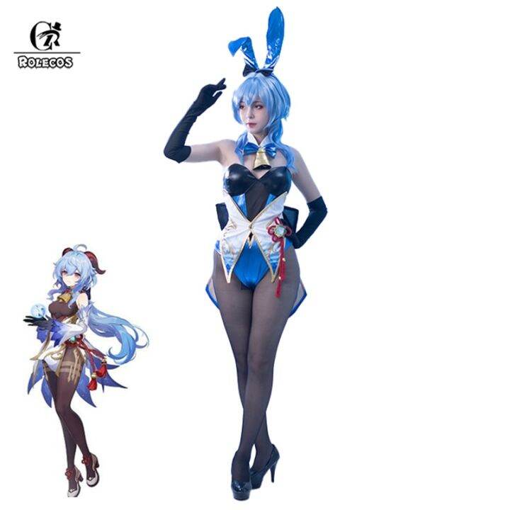 ROLECOS Bunny Girl Ganyu Cosplay Costume Genshin Impact Gan Yu Costume