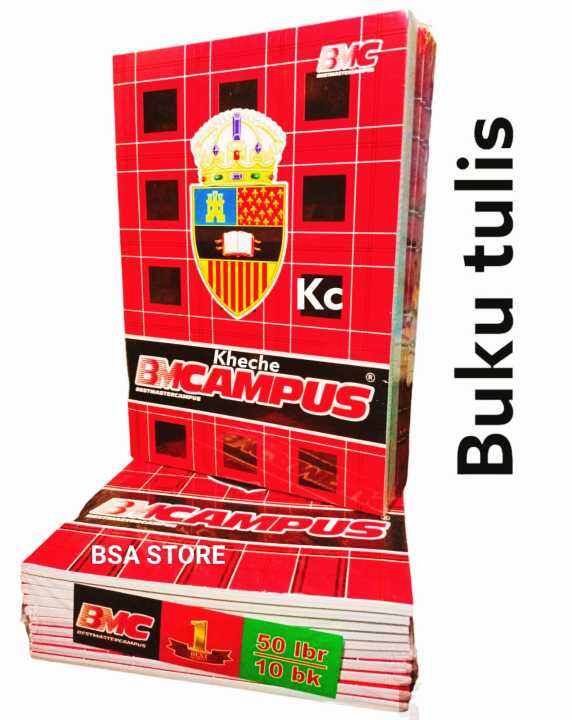 Promo 1 Pack Isi 10 Pcs Buku Tulis Bergaris BMCAMPUS 50 LEMBAR