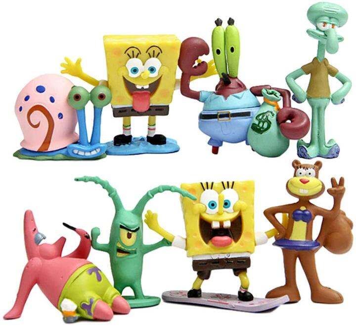 6pcs 8pcs SpongeBob Actions Figure Sponge Toy Of Bob Squidward Sandy