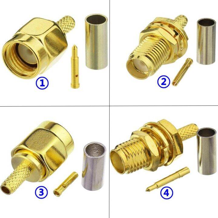 Brass SMA Male Crimp Plug Connector For RG316 RG174 LMR100 Cable SMA