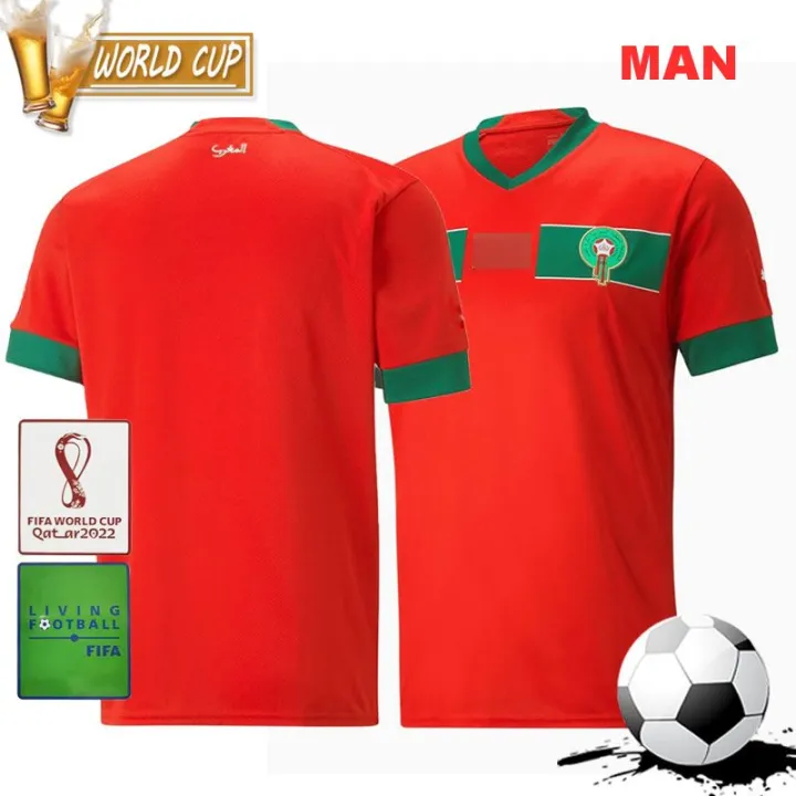 22 23 Fan Edition Morocco National Team Red Home Soccer Jersey 2022