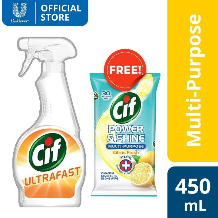 Cif Ultrafast Kitchen Spray Ml With Free Cif Power And Shine Wipes