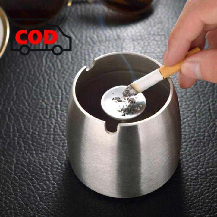 Asbak Rokok Anti Angin Cone Cylinder Stainless Steel Tebal Tahan Karat