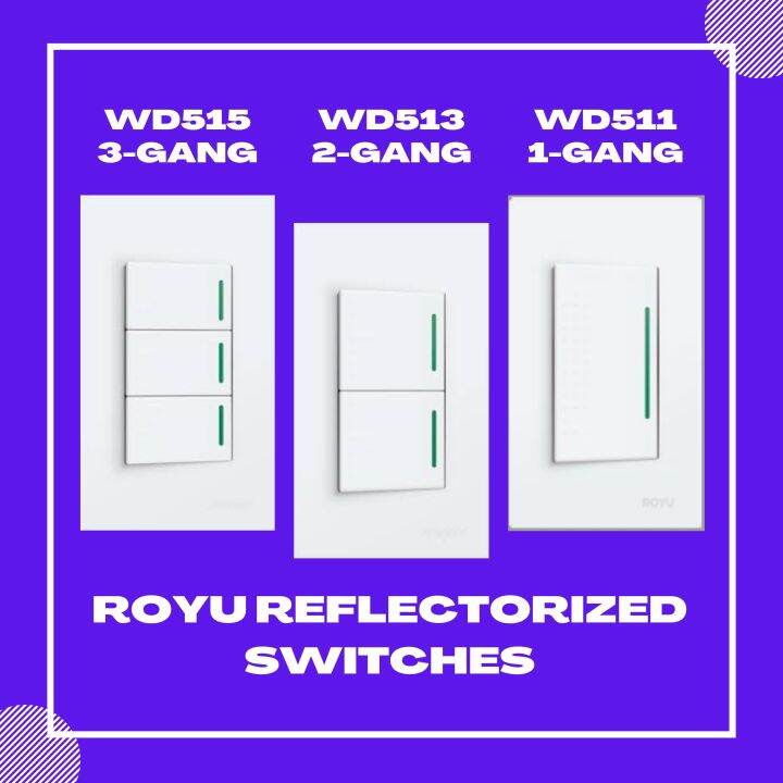 Royu Wide Series With Reflector 1gang 2gang 3gang Outlet 1way Switch