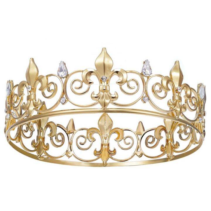 Royal King Crown For Men Metal Prince Crowns And Tiaras Full Round