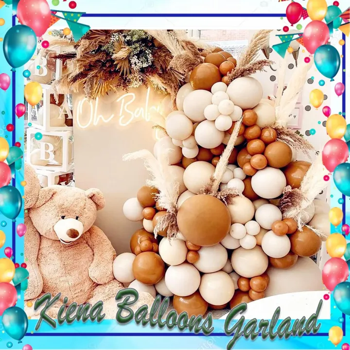 Kiena Balloon Garland Set Brown Coffee Balloon Garland Double Stuffed