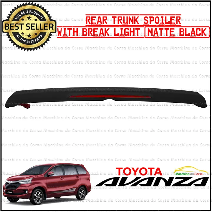 Toyota Avanza 2012 2021 Rear Trunk Spoiler With Brake Light Matte Black