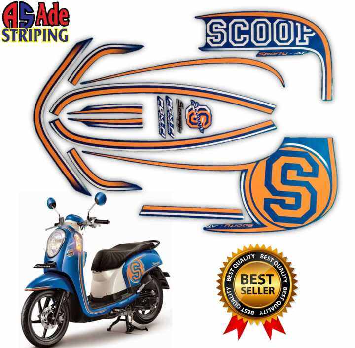 STIKER STRIPING LIS BODY MOTOR HONDA SCOOPY SPORTY 2014 BIRU STANDAR