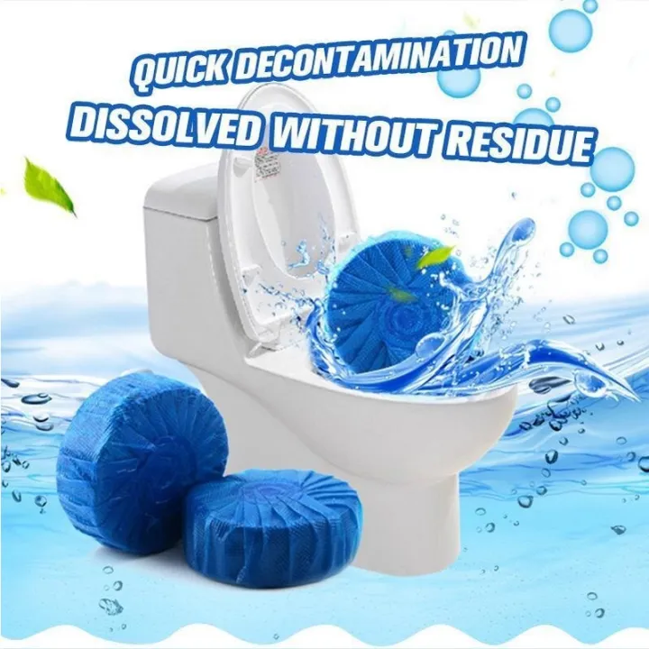 50PCS Automatic Bleach Toilet Bowl Cleaner Stain Remover Blue Tab