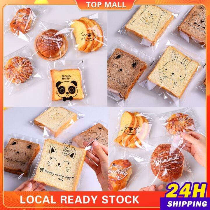 Pcs Bread Plastic Packaging For Food Donut Pastry Bag Self