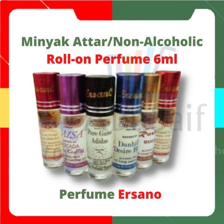 Minyak Attar Minyak Wangi Solat Tanpa Alkohol 8ml Non Alcohol Roll