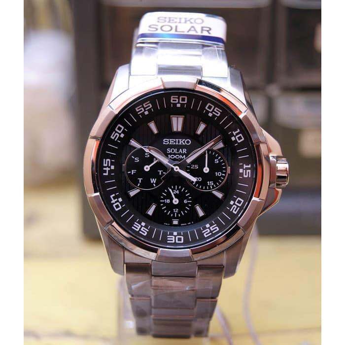 Seiko Criteria Sne P Solar Black Dial Jam Tangan Pria Sne