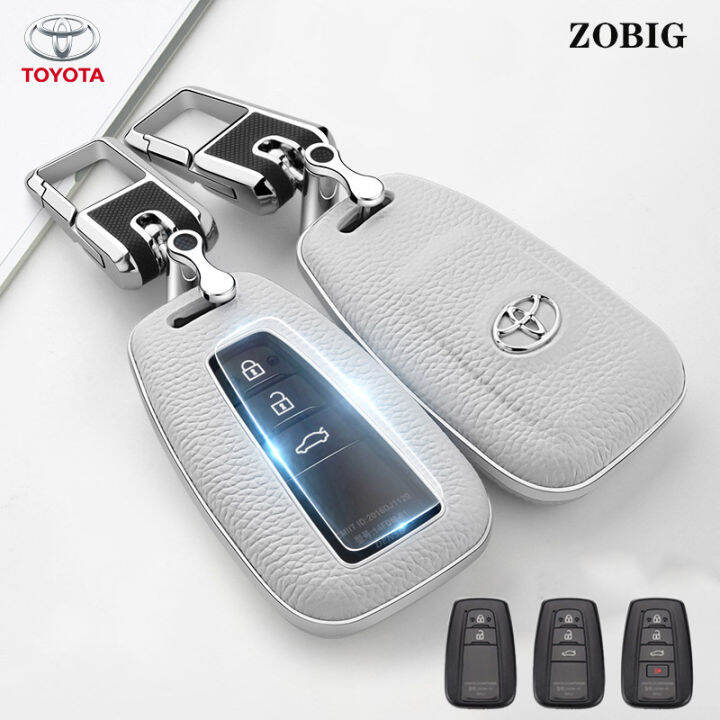 Zobig Leather Car Key Cover Case Keychain For Toyota Chr Prado Camry