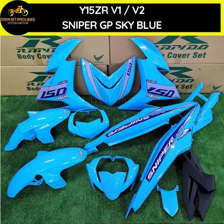 RAPIDO COVER SET Y15ZR V1 V2 SNIPER GP SKY BLUE STICKER TANAM AIRBRUSH