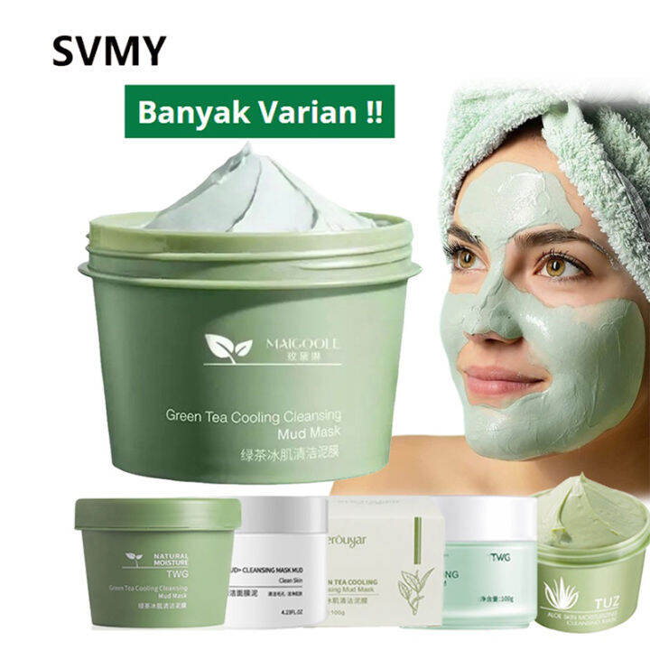 100 ORI TWG Masker Wajah Green Tea Cooling Cleansing Mud Mask Clay