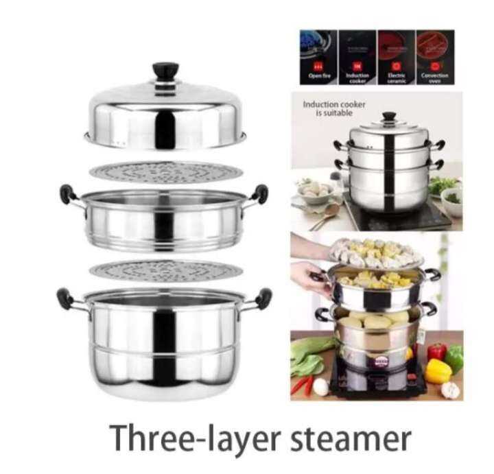 Stainless Steel Steamer Cookware Multi Functional Three Layers Lazada PH