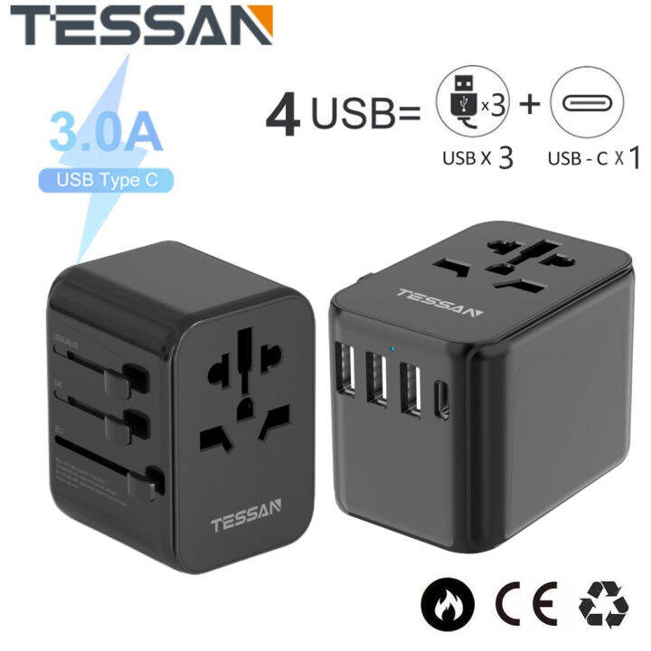 Tessan Universal Travel Adapter International Charger With Usb Ports