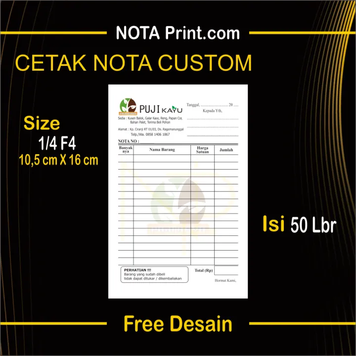 Nota Custom Ply Isi Lembar Full Collor Nota Laundry Nota Emas