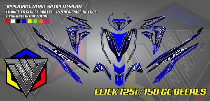 Honda Click V2 125i 150 GC BLUE STRIPPING DECALS Lazada PH