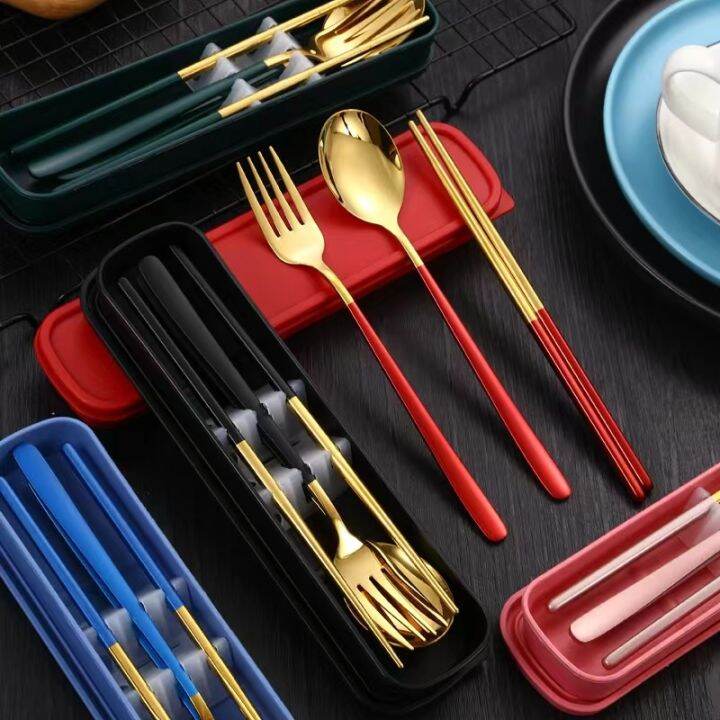 Korean Style In Chopsticks Spoon And Fork Metal Cutlery Set