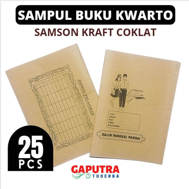 Sampul Buku Coklat Kwarto Kertas Kraf Samson Pack Isi 25 Lembar