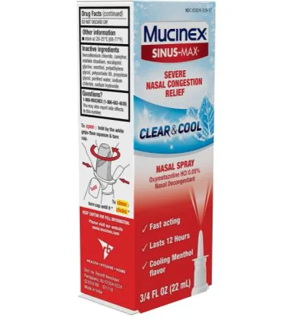 Mucinex Sinus Max Cool Cool Severe Nasal Congestion Relief Nasal