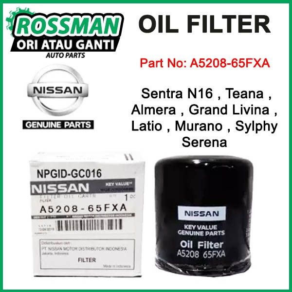 Original Nissan Oil Filter For N16 Teana Almera Grand Livina