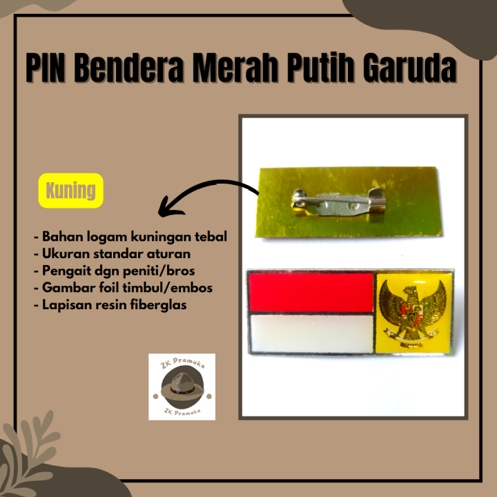 Pin Bendera Merah Putih Garuda Kuning Bros Bendera Pin Mpg Lazada