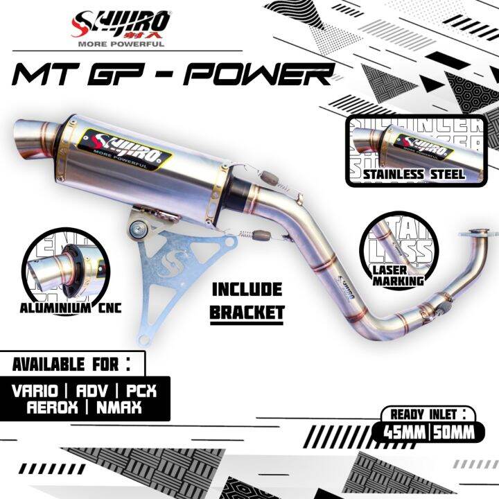 KNALPOT SHIJIRO RACING TYPE NEW MT GP POWER FOR AEROX N MAX VARIO 125