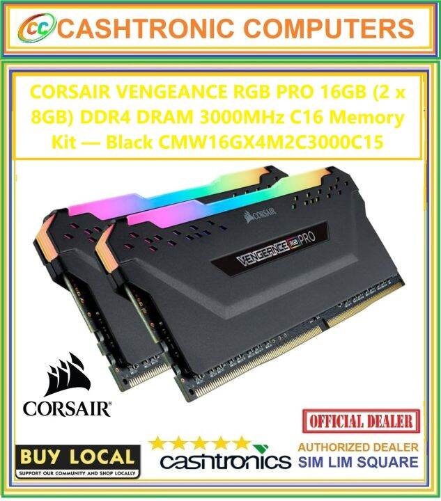 CORSAIR VENGEANCE RGB PRO 16GB 2 X 8GB DDR4 DRAM 3000MHz C16 Memory