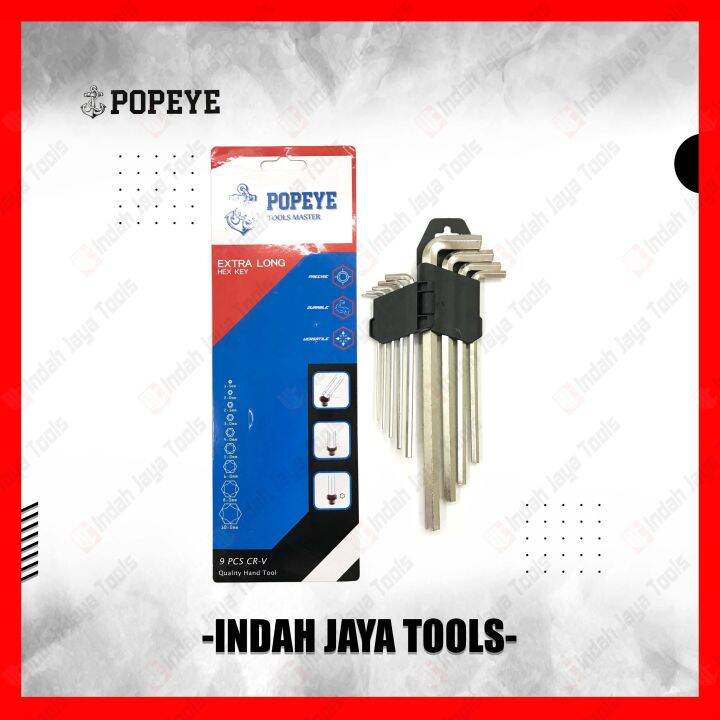 Popeye Pcs Kunci L Set Panjang Flat Extra Long Hex Key Lazada