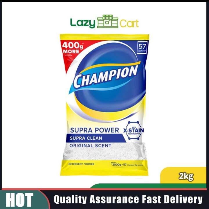 Lazycart 2kg Champion Laundry Detergent Powder Original Supra Clean