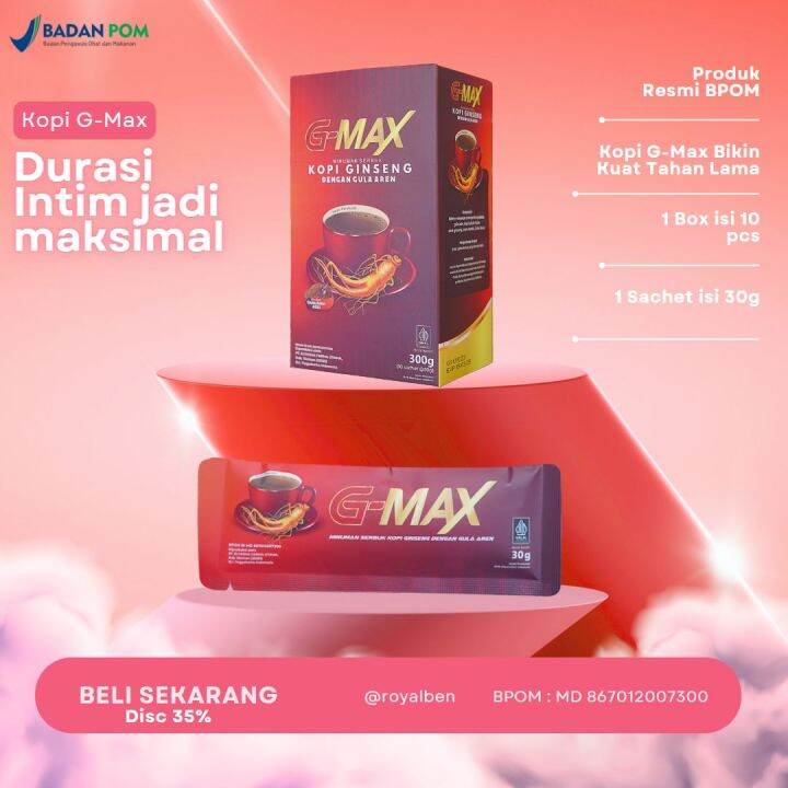 Bpom Ecer Koffie Gmax Coffee Sachet Kopi Tempur Penambah Stamina Kuat