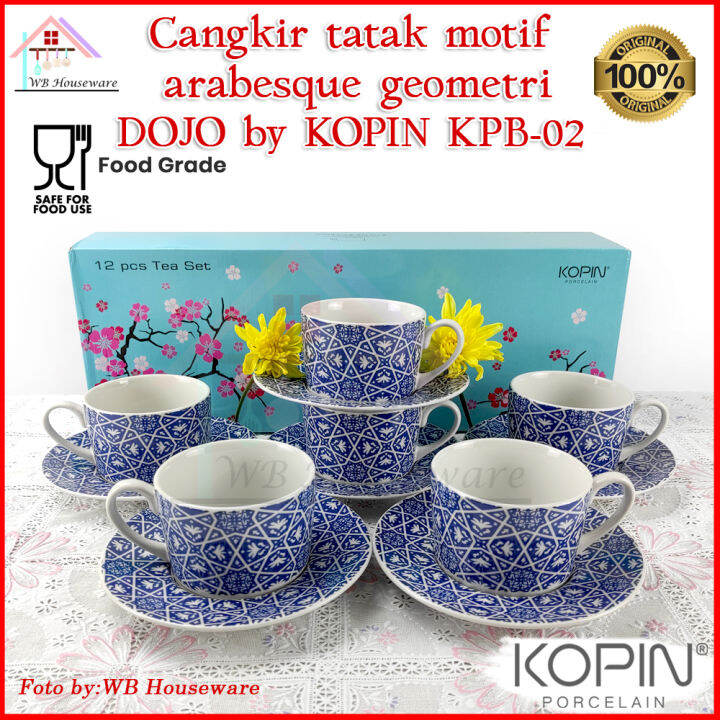 DOJO BY KOPIN 6 Pasang Cangkir Set Motif Arabesque Geometri KPB 02