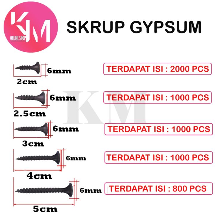 Sekrup Hitam Cm Skrup Gypsum Harden X Cm Isi Pcs