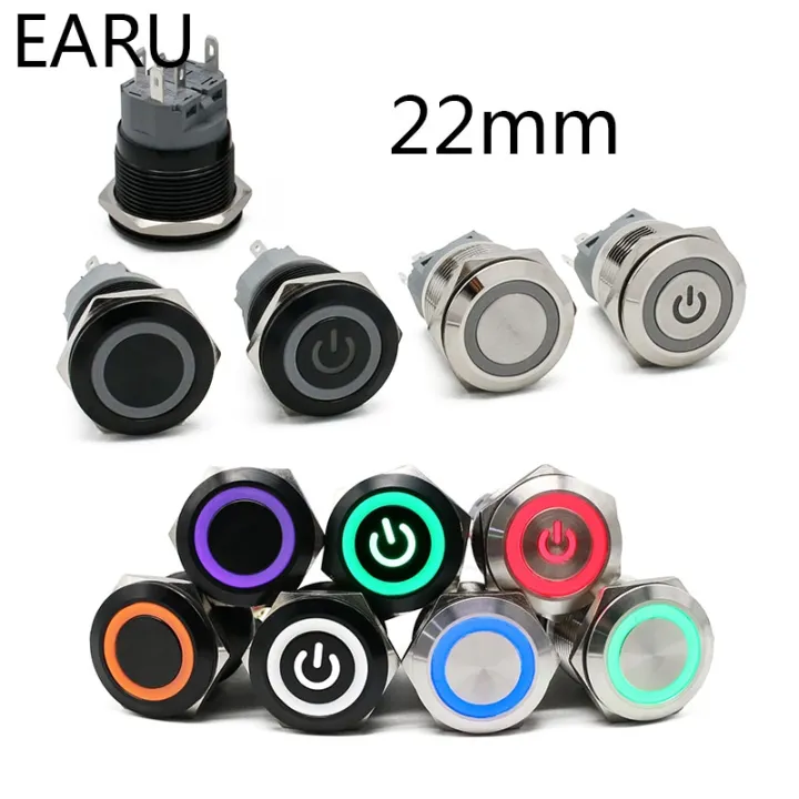 Mm New Waterproof Metal Push Button Switch Led Light Black Momentary