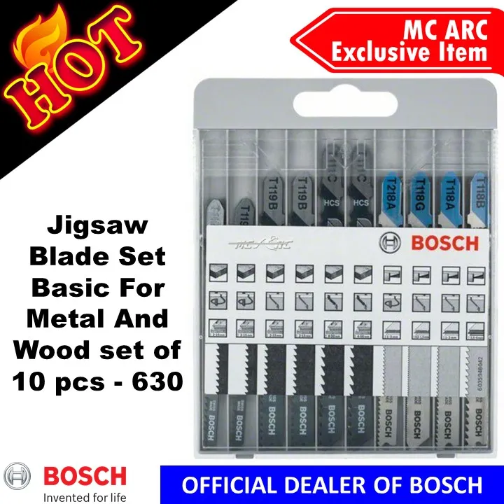 Bosch Jigsaw Blade Set Basic For Metal And Wood Set Of 10 Pcs 630