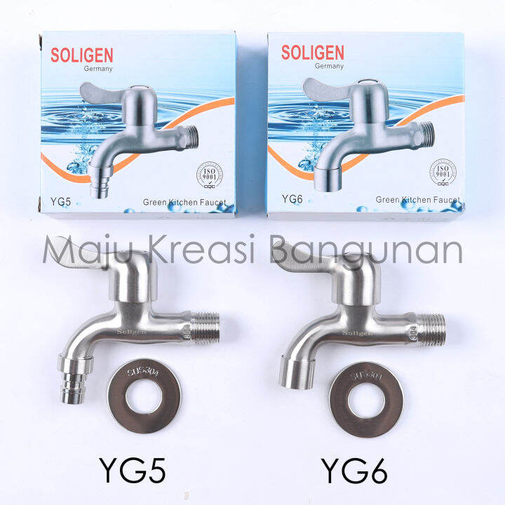 Kran Taman Stainless Steel SOLIGEN Keran Tembok Air SUS 304 YG5 YG6