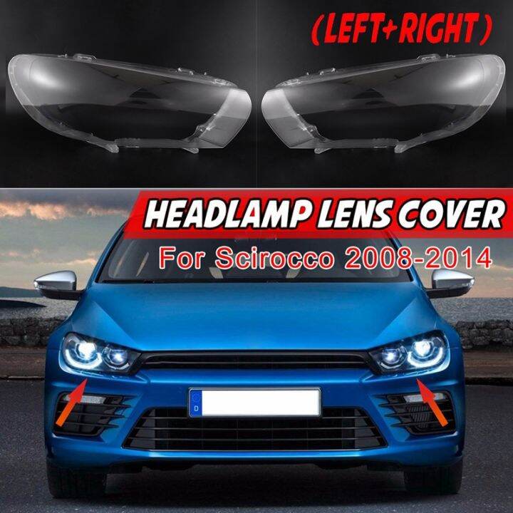 Pair Left Right For Scirocco 2008 2014 Car Headlight Lens Cover