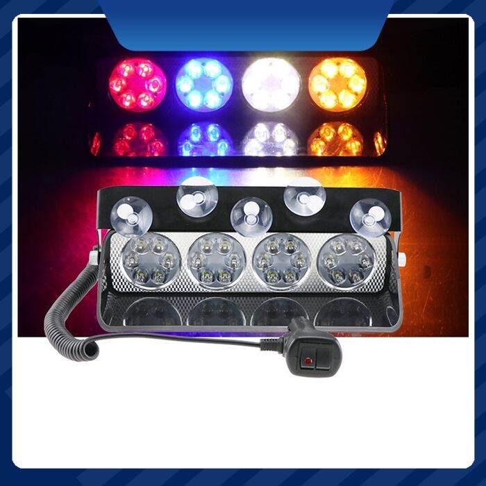 72W LED Dash Windshield Beacon Hazard Flasher Lamp Emergency Strobe