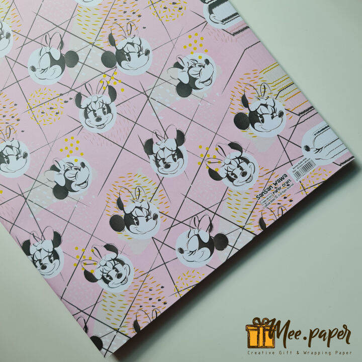 5 Lembar Kertas Kado Sansan Wawa Motif Mini Mouse 05 Garis Pink